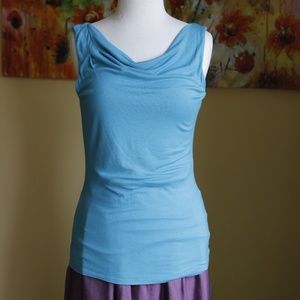 women's blue sleeveless stretch top